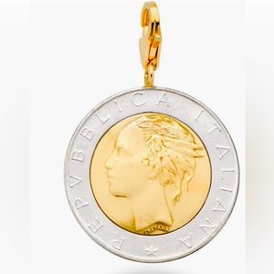 18 karat gold over sterling silver coin pendant for bracelet or necklace new